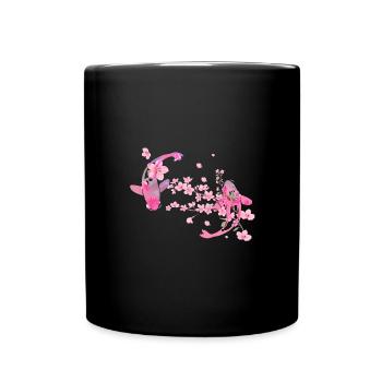 Sakura, fleur de cerisier, fleurs, fleur de cerisier, carpe koï - Mug uni - noir - Devant