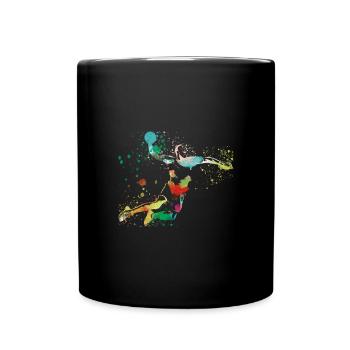 Handball, handballer, Beachhandball,Graffiti - Tasse einfarbig - Schwarz - Vorne
