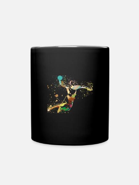 Handball, handballer, Beachhandball,Graffiti,gold - Tasse einfarbig - Schwarz