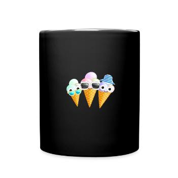 Cornets de crème glacée, crème glacée, bande dessinée, lunettes de soleil - Mug uni - noir - Devant