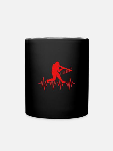 Baseball Herzschlag - Tasse einfarbig - Schwarz