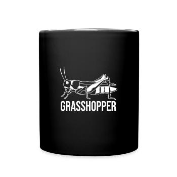 Grashüpfer Heuschrecke - Tasse einfarbig - Schwarz - Vorne