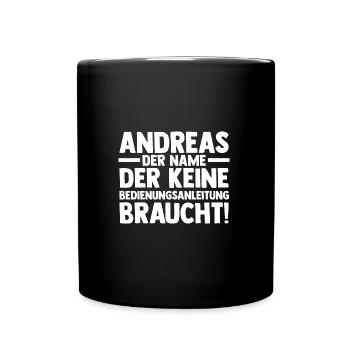 Vorname Andreas - Tasse einfarbig - Schwarz - Vorne