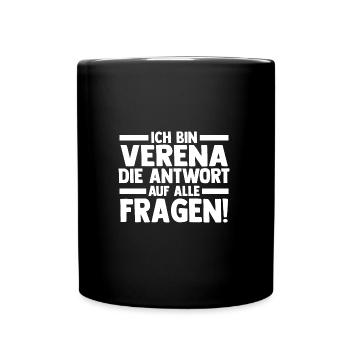 Vorname Einhorn Verena - Tasse einfarbig - Schwarz - Vorne