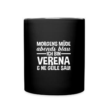 Vorname Verena - Tasse einfarbig - Schwarz - Vorne