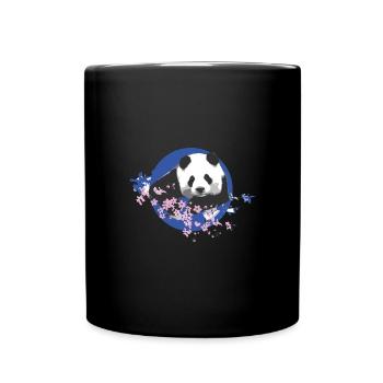 panda,pandabär,bunt,graffiti,kirschblüte - Tasse einfarbig - Schwarz - Vorne
