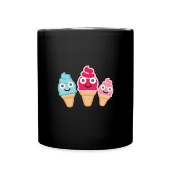 Crème glacée,Crème glacée,Famille de crème glacée,Cornet de glace,Crème glacée,Famille - Mug uni - noir - Devant
