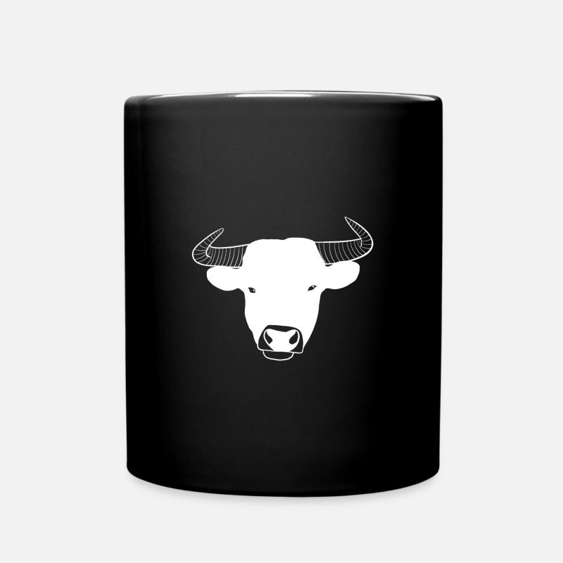 Taurus Zodiac Sign Cow - Full Colour Mug - black