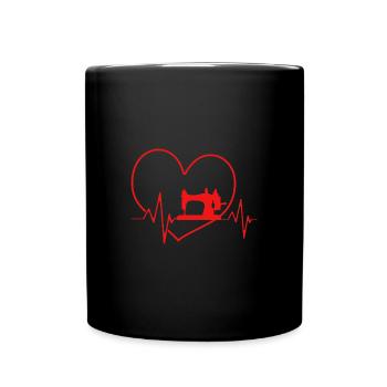 Couturière de machine à coudre Heartbeat - Mug uni - noir - Devant