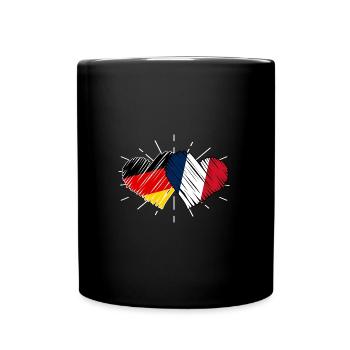 Franzose Deutschland Herz Frankreich - Tasse einfarbig - Schwarz - Vorne