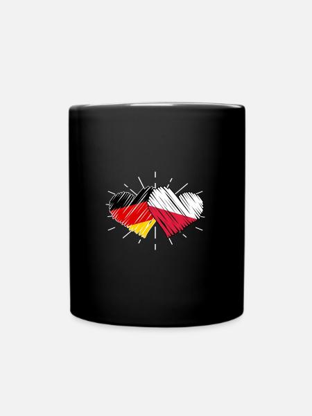 Pole Polnisch Deutsches Herz Polen - Tasse einfarbig - Schwarz