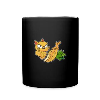 Ananas Katze - Tasse einfarbig - Schwarz - Vorne
