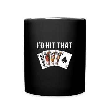 Blackjack Black Jack Casino Glücksspiel - Tasse einfarbig - Schwarz - Vorne
