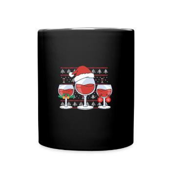 Wein Glühwein Weinglas Weihnachts - Tasse einfarbig - Schwarz - Vorne