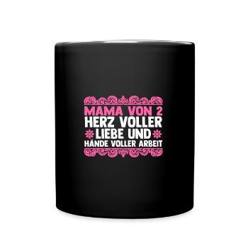 Mama Von 2 Kindern - Tasse einfarbig - Schwarz - Vorne