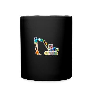 bagger,baggerfahren,baggerfahren,graffiti,bunt - Tasse einfarbig - Schwarz - Vorne