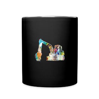 bagger,baggerfahren,baggerfahren,graffiti,bunt - Tasse einfarbig - Schwarz - Vorne