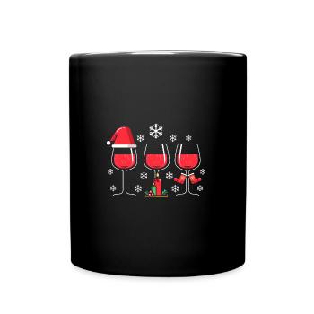 Wein Glühwein Weinglas Weihnachts - Tasse einfarbig - Schwarz - Vorne
