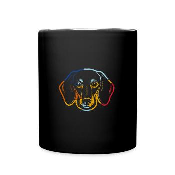 Hund Dackel - Tasse einfarbig - Schwarz - Vorne