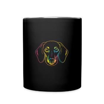 Hund Dackel - Tasse einfarbig - Schwarz - Vorne