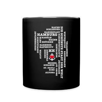 Hamburg concepts / heart on anchor / white text - Full Colour Mug - black - Front