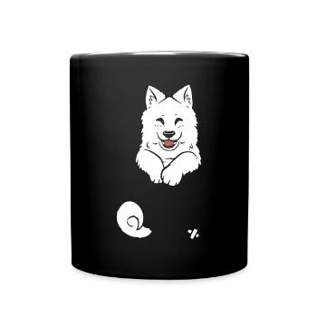 Pocket Samoyed T Shirt - Tasse einfarbig - Schwarz - Vorne