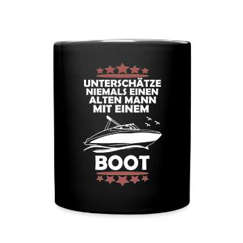 Alter Mann und sein Boot - Tasse einfarbig - Schwarz - Vorne