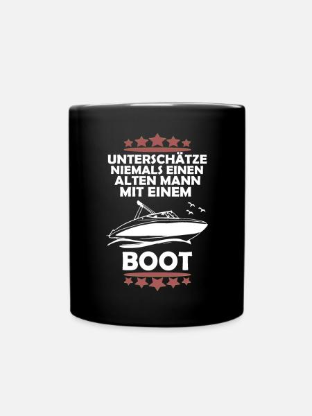 Alter Mann und sein Boot - Tasse einfarbig - Schwarz