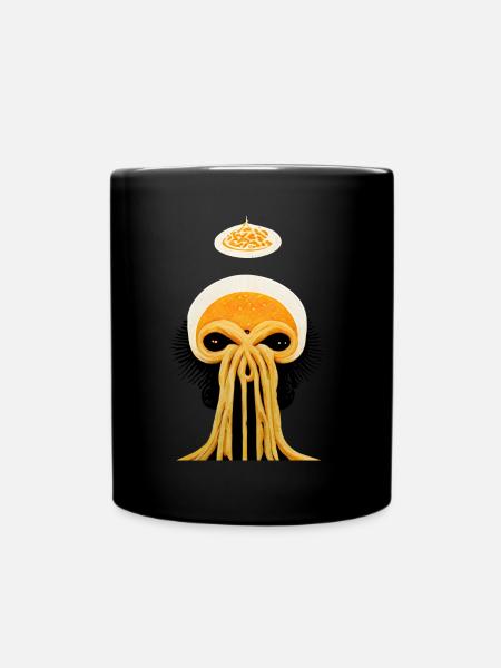 Flying spaghetti monster pop art style - Full Colour Mug - black