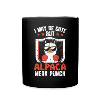 Je suis peut-être mignon, mais alpaga signifie Kasper - Mug uni - noir - Devant