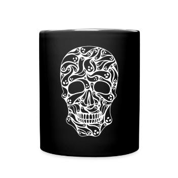 Gruseliger Geist Totenkopf Gruseliges Halloween Kostüm - Tasse einfarbig - Schwarz - Vorne
