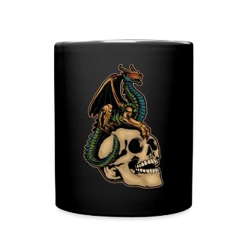 Dragon effrayant et tête de crâne effrayante Costume d’Halloween - Mug uni - noir - Devant