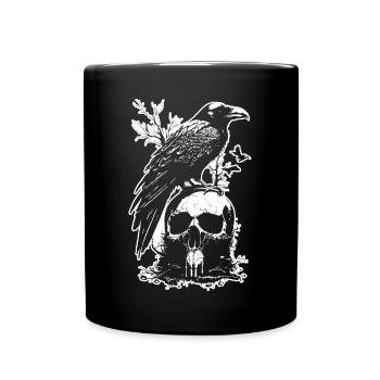 Raven Skull Forest Animal Bird Gothic Metal - Full Colour Mug - black - Front
