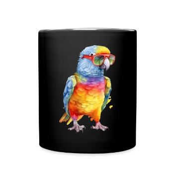 Perroquet cool coloré avec des lunettes de soleil - Mug uni - noir - Devant