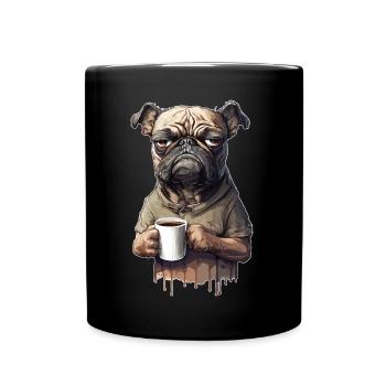 Carlin de chien grincheux sarcasme de café morose - Mug uni - noir - Devant