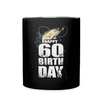Anglergeschenk Happy 60th Birthday 60. Geburtstag - Tasse einfarbig - Schwarz - Vorne