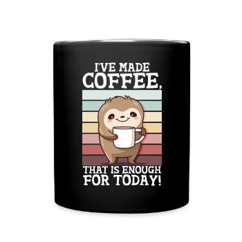 Kaffee Spuch Faultier Lustig Vintage Morgenmuffel - Tasse einfarbig - Schwarz - Vorne