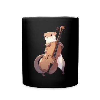 Mungo spielt Cello - Tasse einfarbig - Schwarz - Vorne
