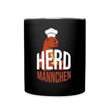 Herdmännchen Koch Kochschürze Hobbykoch Küche - Tasse einfarbig - Schwarz - Vorne