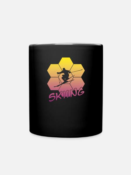 Skifahren, Skiing, Ski - Tasse einfarbig - Schwarz