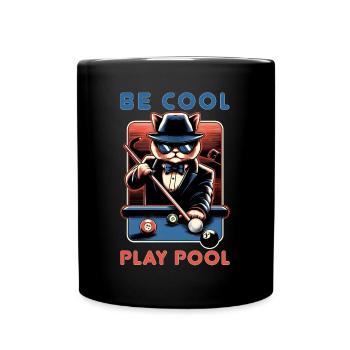 Chat cool jouant au billard. Chat gangster vintage - Mug uni - noir - Devant
