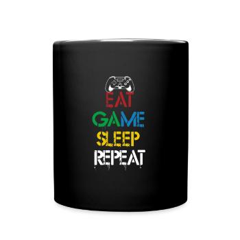 Eat Game Sleep Repeat - Full Colour Mug - black - Front