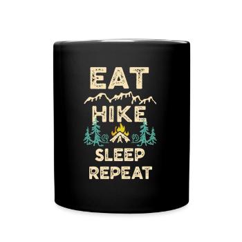 Eat Hike Sleep Repeat - Tasse einfarbig - Schwarz - Vorne
