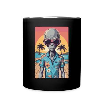 Alien with sunglasses - Full Colour Mug - black - Front