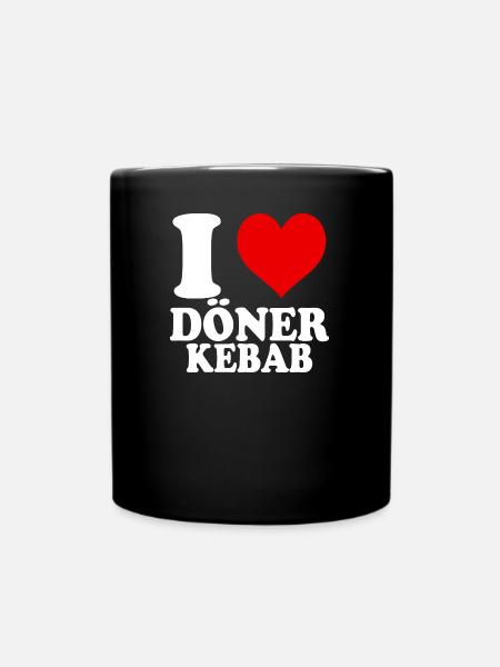 I Love Doner Kebab Heart Funny Witty - Full Colour Mug - black