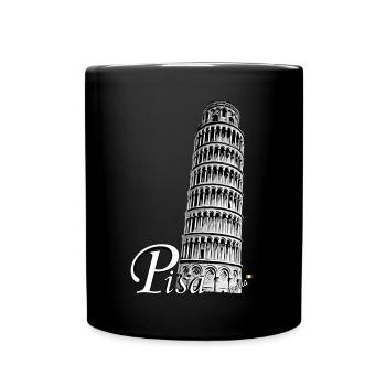 Schiefe Turm von Pisa - Tasse einfarbig - Schwarz - Vorne