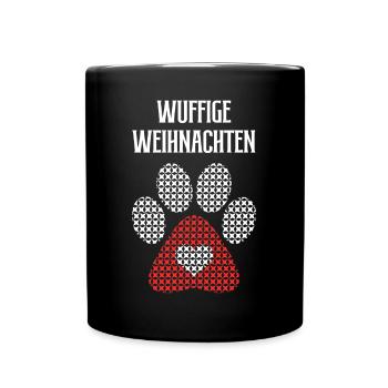 Wuffige Weihnachten Hund Hundemotiv Hundeliebhaber - Tasse einfarbig - Schwarz - Vorne