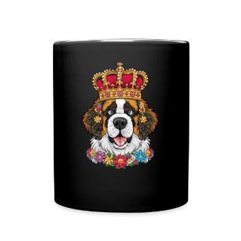Süßer und lustiger Bernhardiner Cartoon Hund - Tasse einfarbig - Schwarz - Vorne