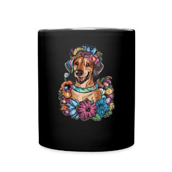 Rhodesian Ridgeback et belles fleurs - Mug uni - noir - Devant