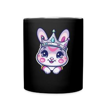 Lapin mignon avec couronne - Mug uni - noir - Devant